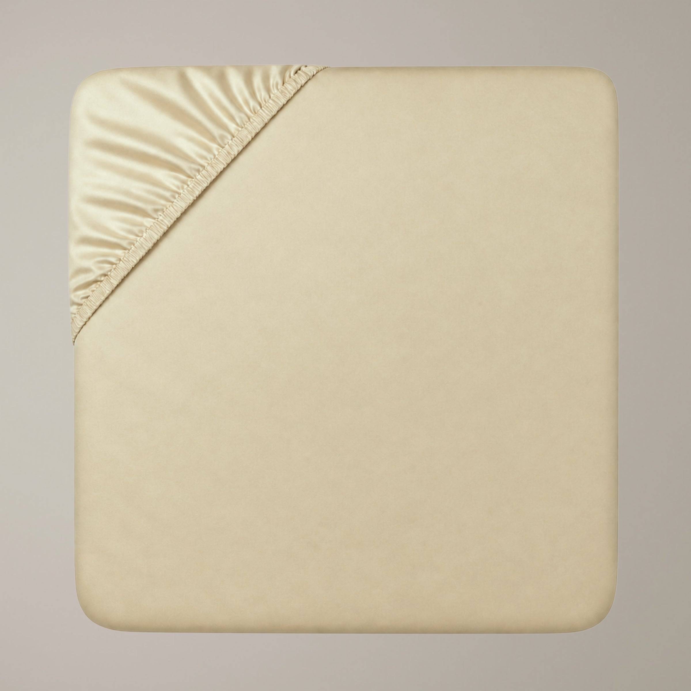 Finole Luxe Satin Spannbettlaken aus ägyptischer Baumwolle - Linen / 180cm x 220cm