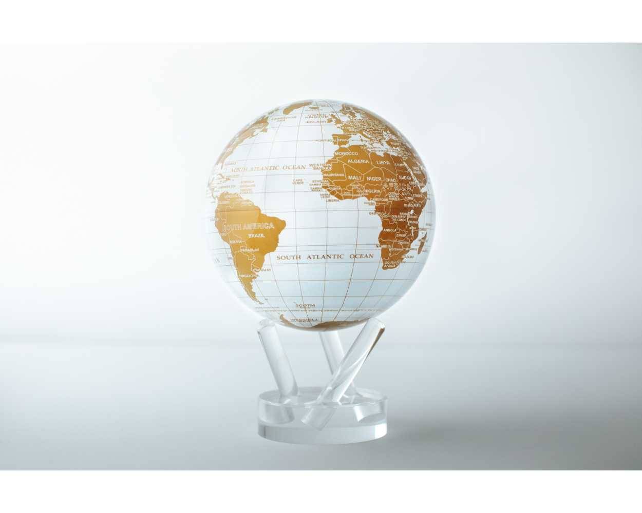 MOVA Globe - Roterende globus drevet af solceller - Jorden - White & Gold Diameter: 6" / 15,3 cm