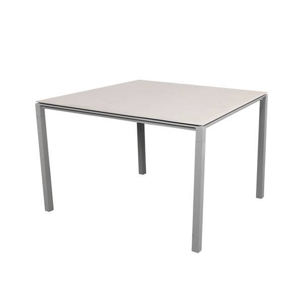 Cane-Line Pure havebord - 100x100 cm - Toscana sand bordplade, stel: Lysegrå Lysegrå (Aluminium)