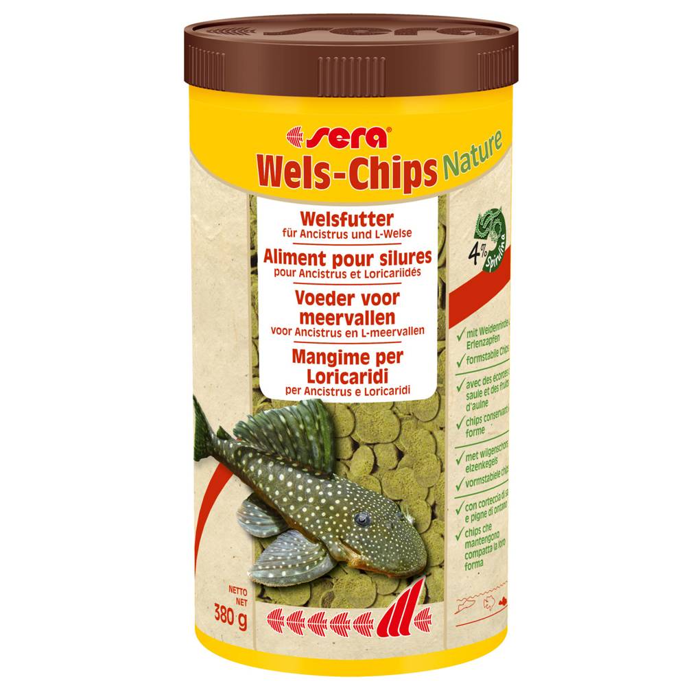 sera Pleco-Chips Nature chipsfoder för mal - Ekonomipack: 2 x 1 l