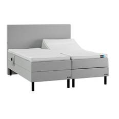 Temprakon boxelevationsseng inkl. sengeben (Light Grey, Sorte metal sengeben, B160 x L200 cm, Splittopmadras)