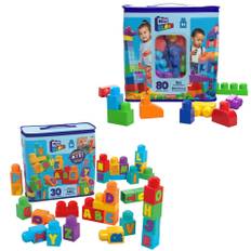 MEGA BLOKS Mega Blocks for ages 1 and up - Let's play with ABC Set of 30 and 80 packs - Blocks 110 pieces Educational and learning toy for ages 1 and