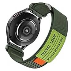 Kamita Nylon sportarmband för Samsung Galaxy Watch 20 mm armband, justerbart elastiskt sportarmband för kvinnor och män, flätat traill-loop, ersättningsarmband för Galaxy Watch 6 5 4 Classic (grön)