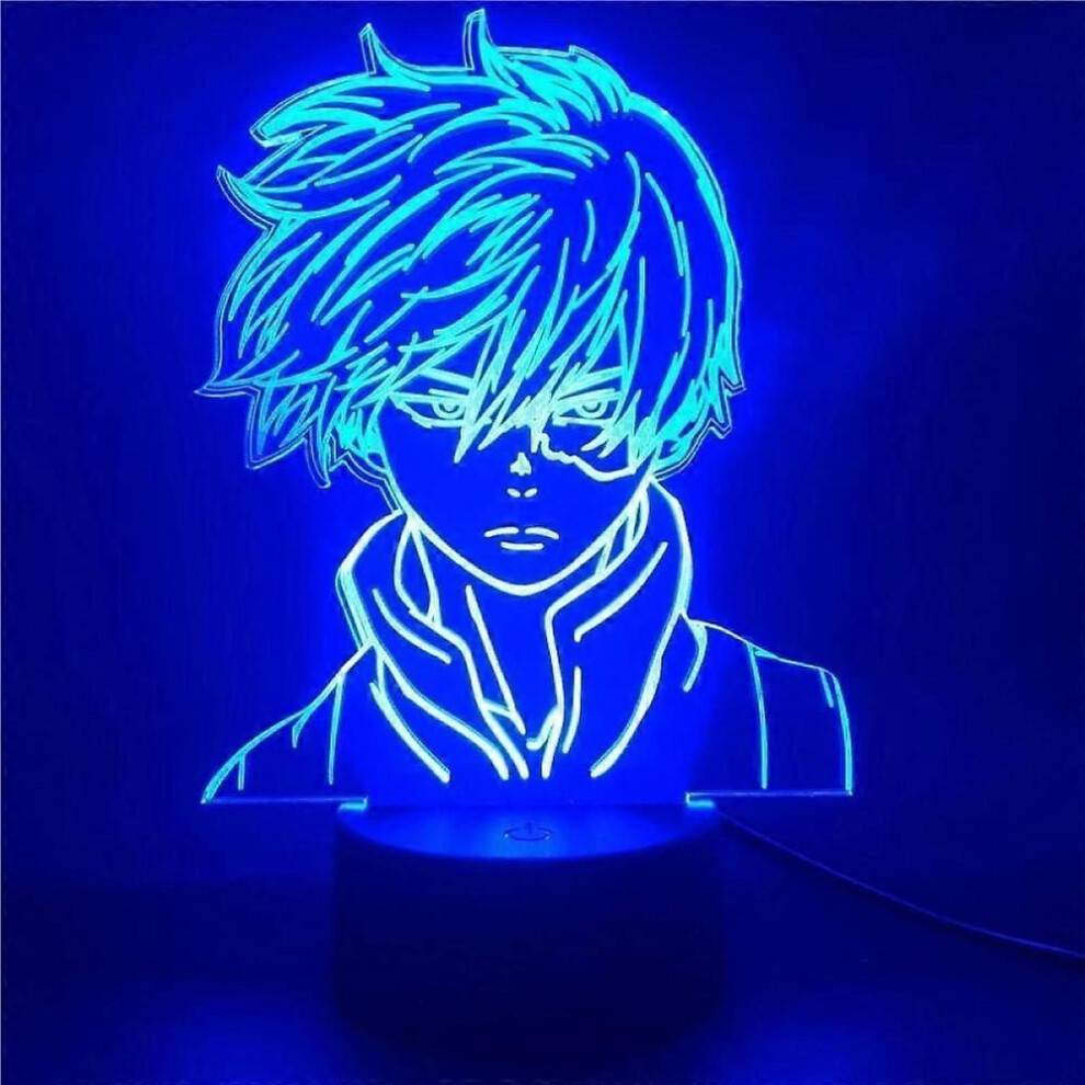3D LED-lampa Anime My Hero Academia Shoto Todoroki Face Design Nattlampa Lampa för barn Barn Pojkar B