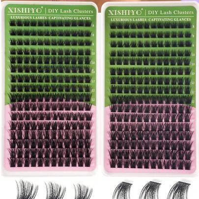 384 kluster 200D ultratäta lösögonfransar, 8–16 mm blandad längd, anpassningsbara, D-curl, 0,07 mm tjocklek, naturligt ultratäta, fluffiga och volumin - Multifärgad