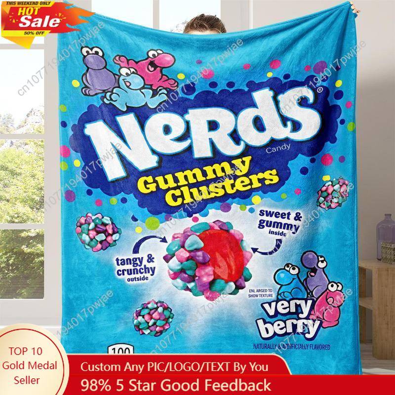 Nerds Gummy Clusters Mönsterfilt, 1 st Mjuk Bekväm Varm Pläd, Lättviktig Filt för Hemkontor Resa Ca