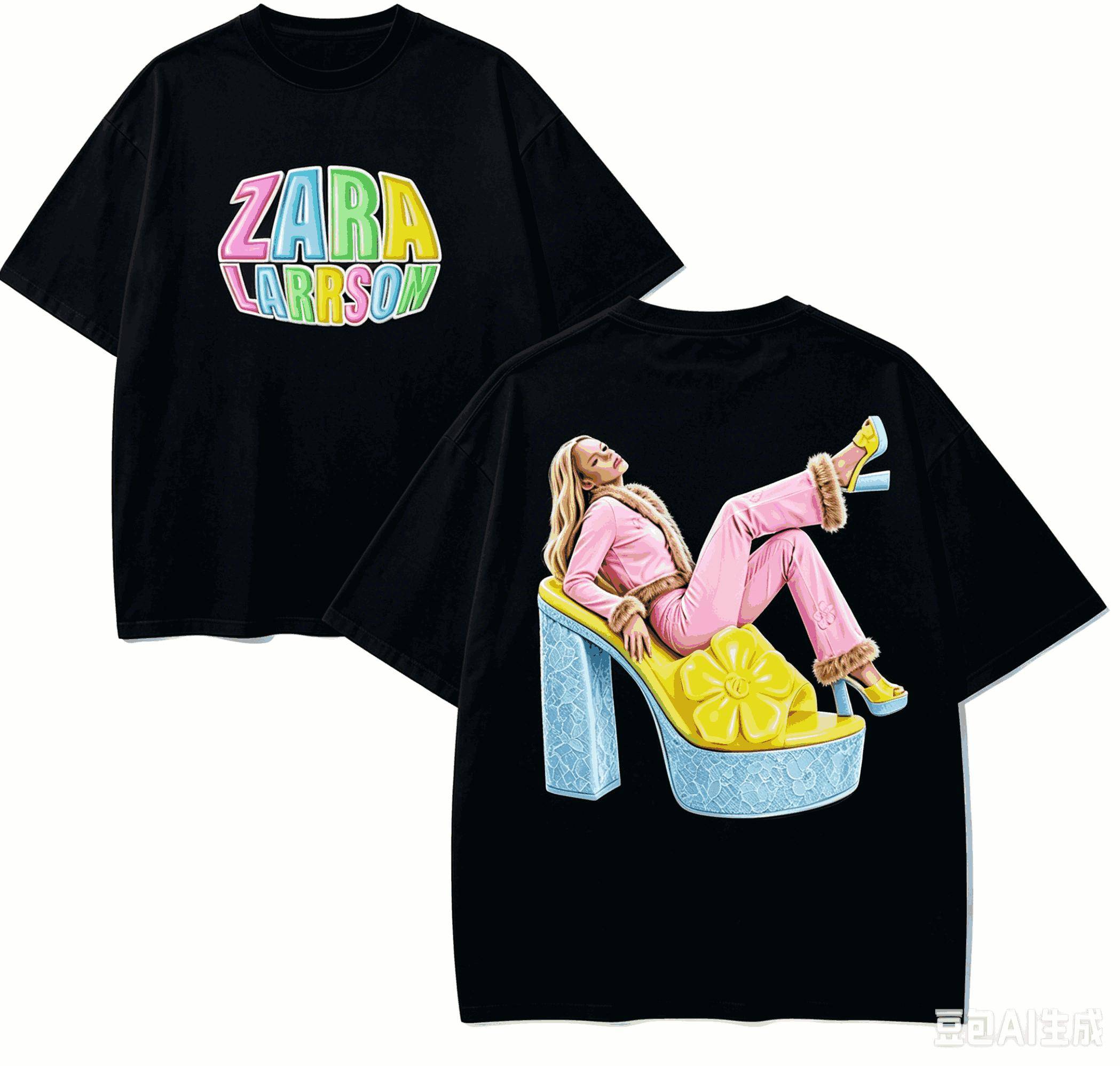 Zara Larsson Present T-shirt Herr Dam Harajuku Överdimensionerad Unisex Kortärmad Streetwear hög kvalitet Par het produkt Bekväm cm white