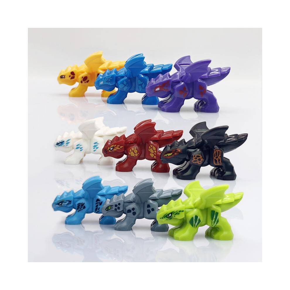(White-ice dragon) Young Dragon Ayou Ninja Dragon 9-Pack Collection, Building Block Assembly Toy, 3.5cm Mini Dragon Figure