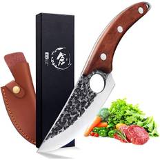 DRAGON RIOT Original Japanisches Kochmesser mit Lederhülle, Küchenmesser Scharf Wikinger Messer Outdoor für alle Zwecke, Handgeschmiedetes Japan Profi Ausbeinmesser