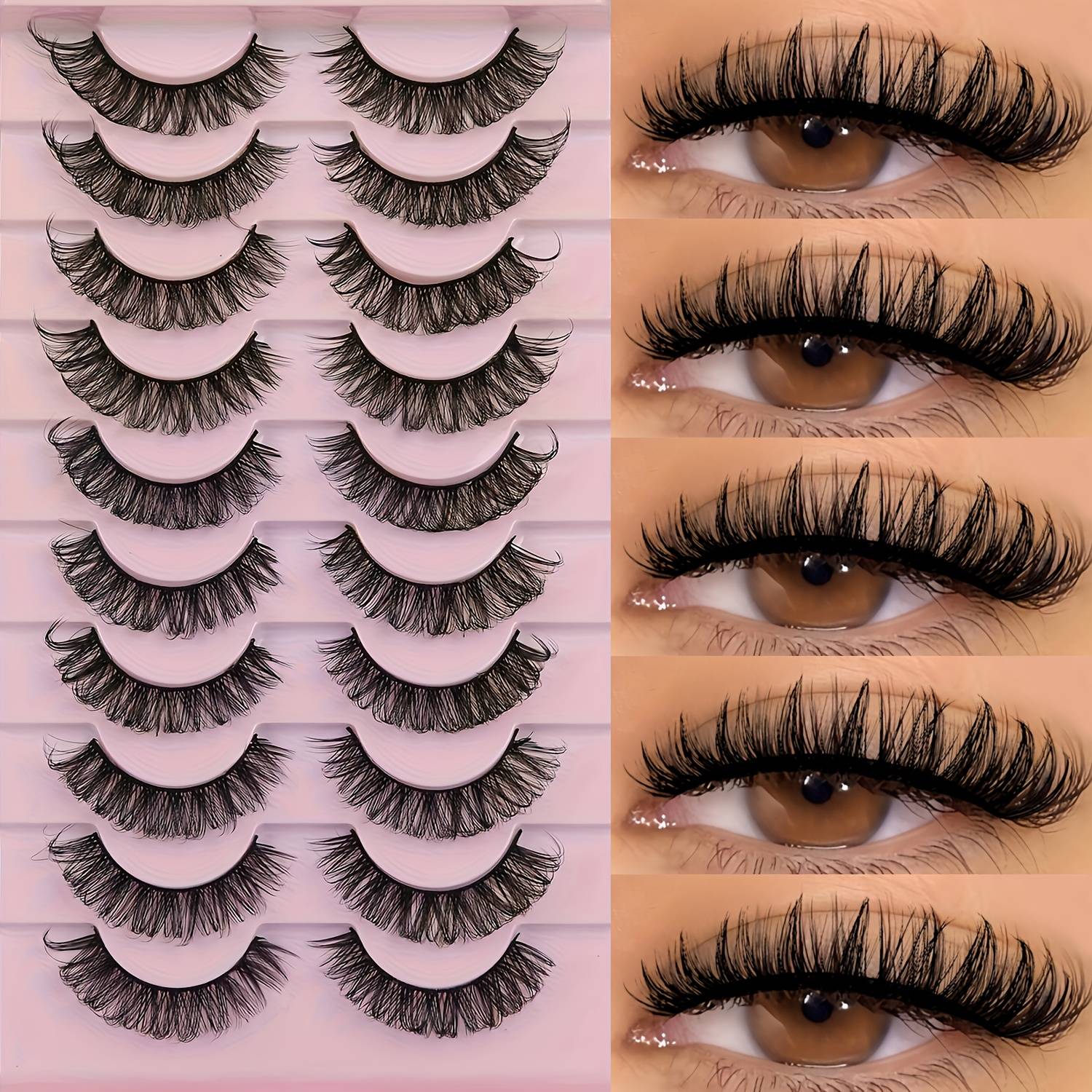 Detachable Eyelashes, 10 Pairs 16mm Natural Cross Volume Lashes