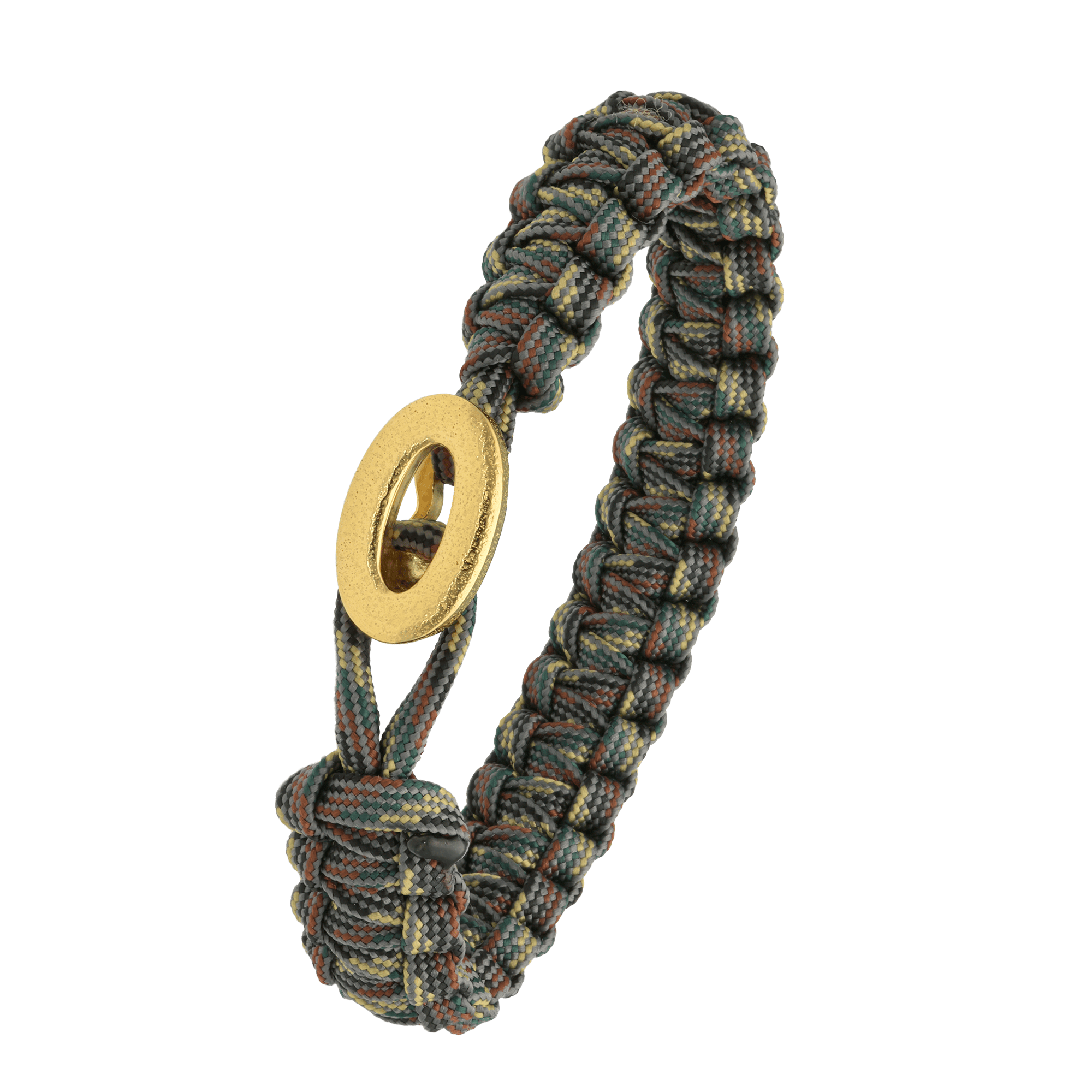 FSTS Bracelet Camouflage with Brushed Gold Plated Sterling Silver Lock - Grön, Guldfärg (250 mm)