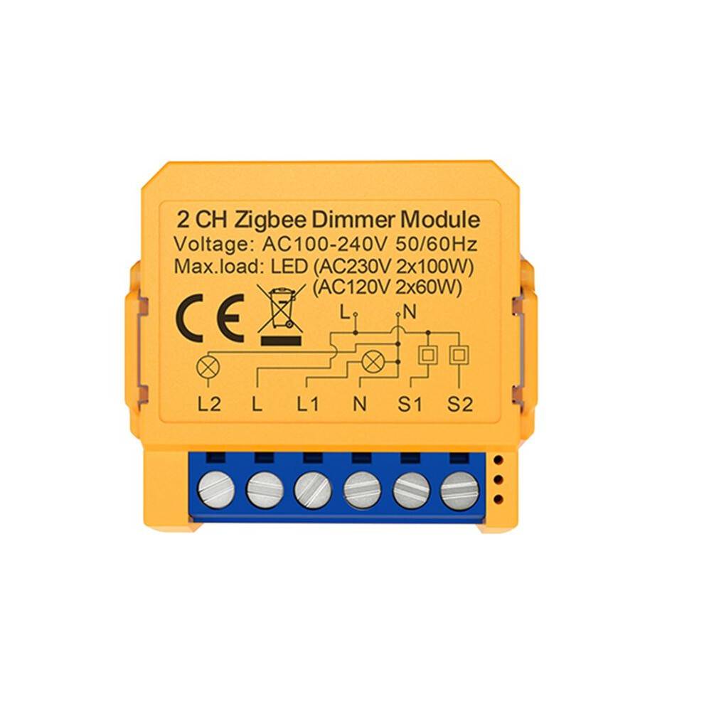 Tuya Zigbee  Dimmers  Module 2CH Control LED Lights Dimbar  Steglös Dimmer+Röstkontroll