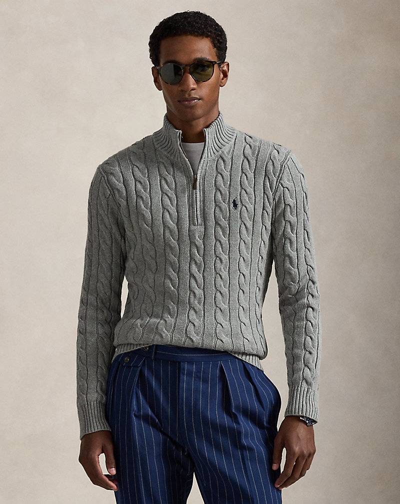 Cable-Knit Cotton Quarter-Zip Jumper