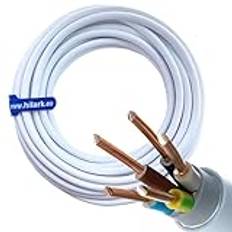 Hilark cable tech NYM-J 5x6 mm2 5g6 kabel för våtrum och stark strömkabel installationskabel vit 20 m