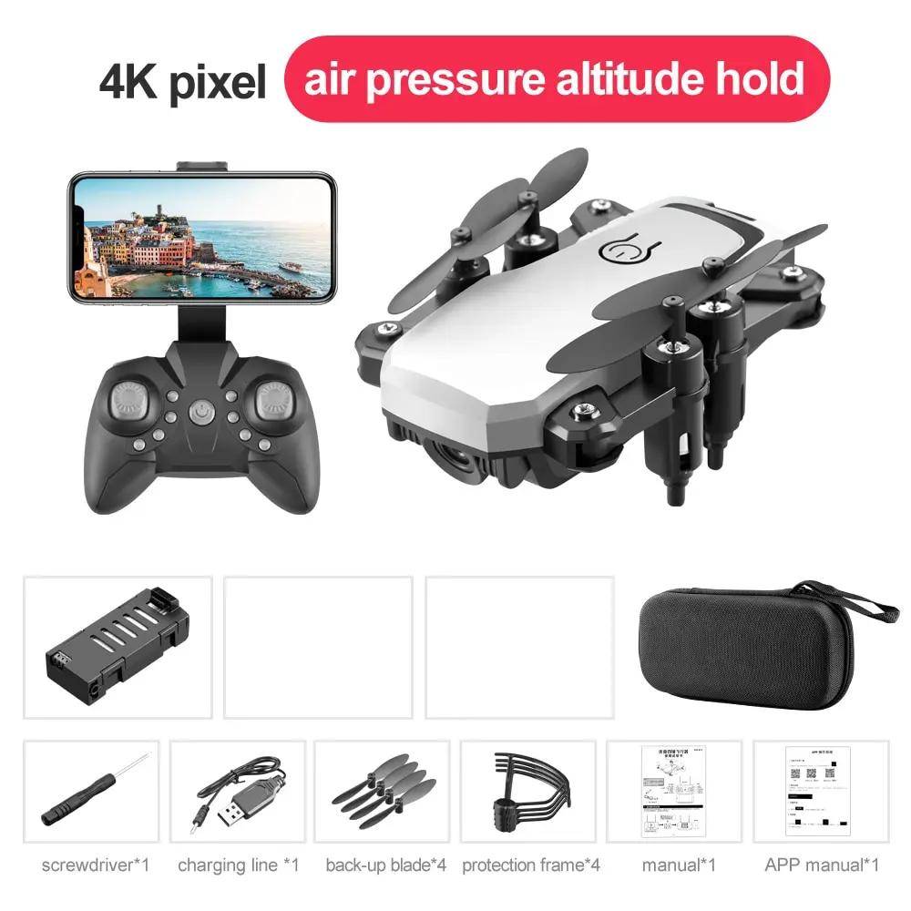 Ny LF606 Drönare WIFI FPV Mini Drönare med Vidvinkel HD 4K 1080P Kamera Altitude Hold RC Helikopter Vikbar Quadcopter Drone Present 4K Camera vit
