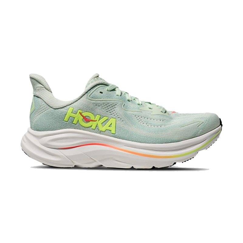 Hoka W Clifton 10 Wide Sea Glass/Neon Flame (41 1/3)