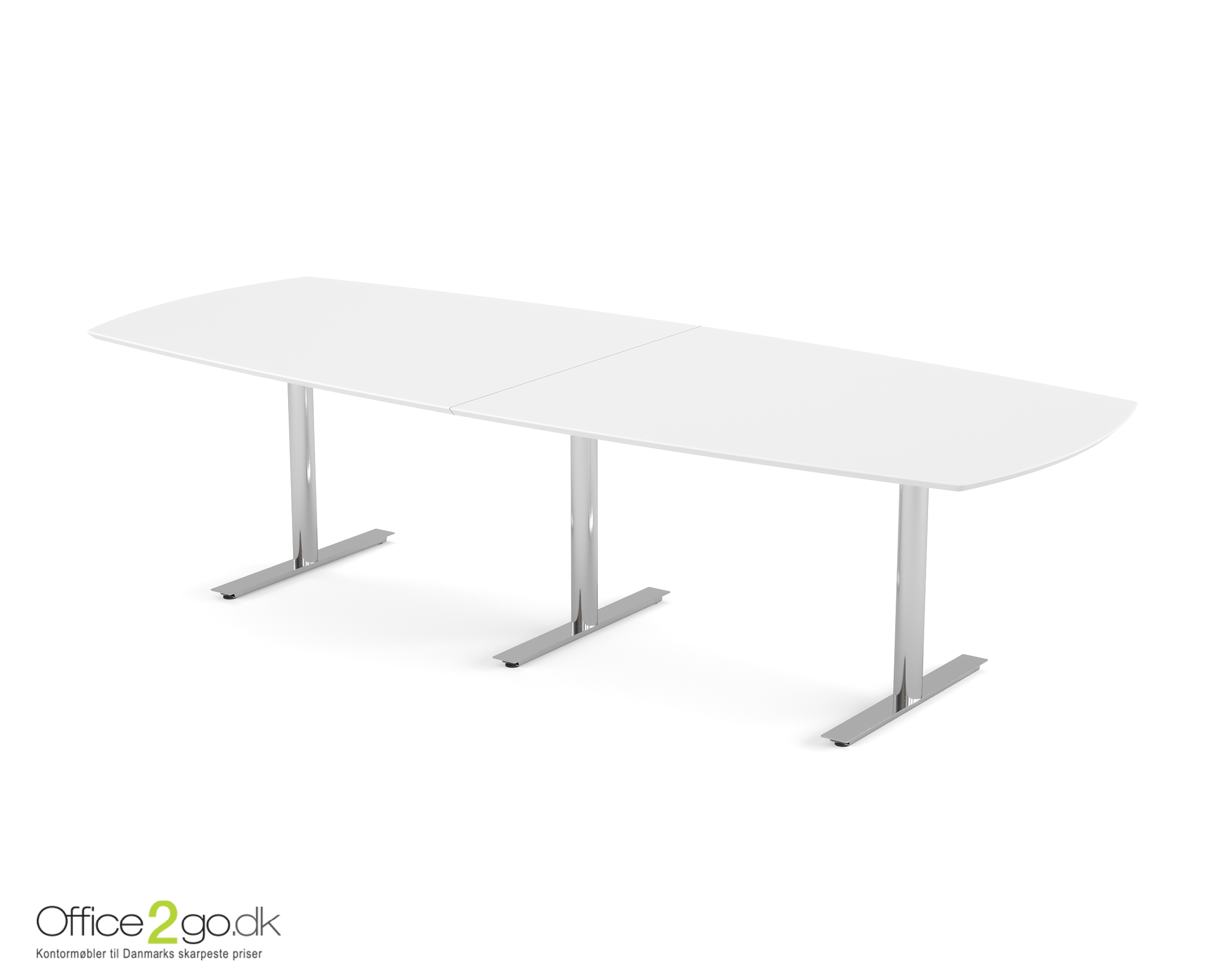 Inline mødebord (tøndeformet bordplade) - 280 cm - Krom
