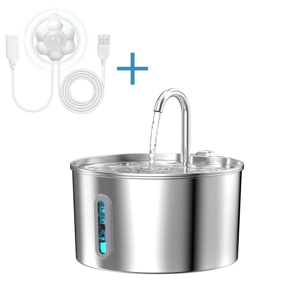 Stainless Steel Pet Water Fountain with Replacement Filter Options | Cat & Dog - Combination E