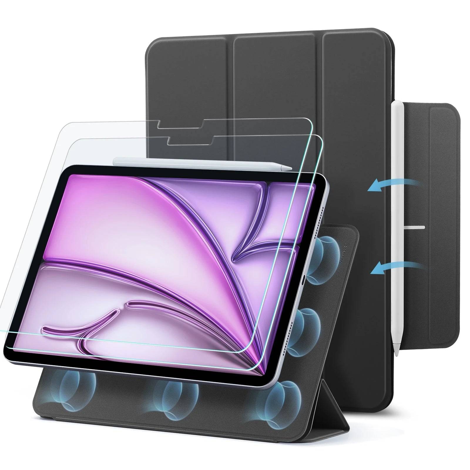 iPad Air 13" (2024) Rebound Magnetic Protection Bundle - Black - Black