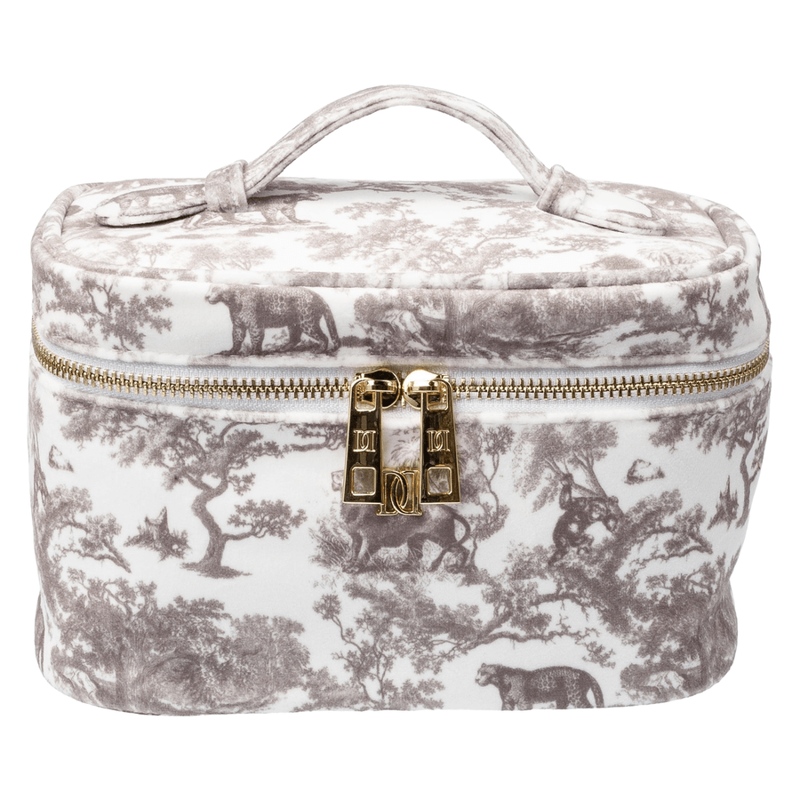 DARK Velvet Vanity Bag Small Warm Taupe Savannah Pattern