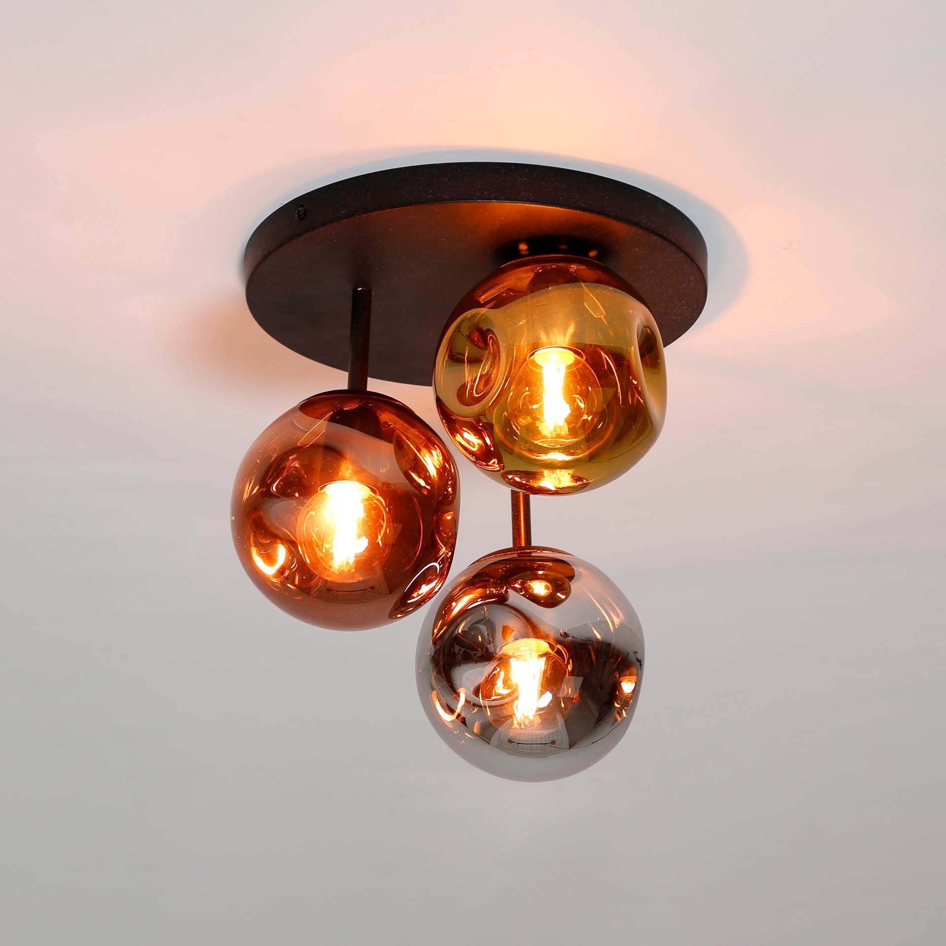 Triblet - Plafond med tre glaskupler Levering med pære(r)