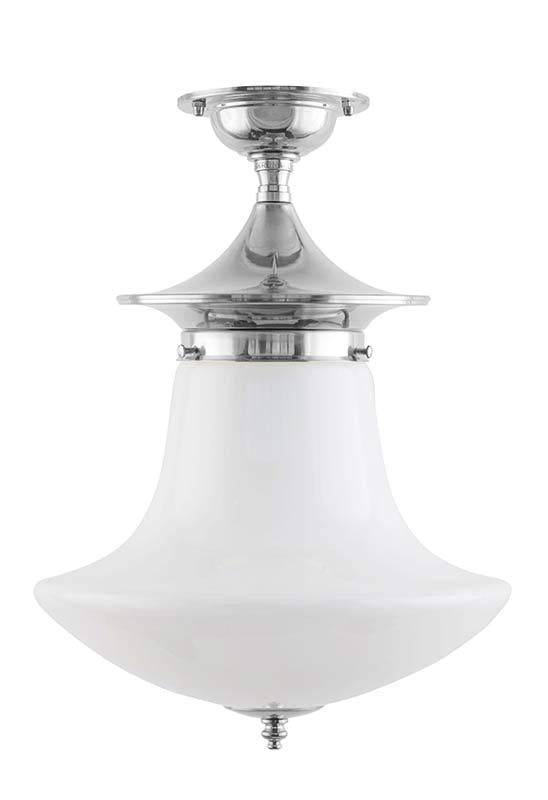 Badeværelseslampe - Loftslampe Dahlberg 100 nikkel, klokkeformet skærm