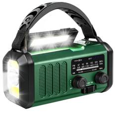 Nødradio FM Pro 20.000mAh - Håndsving - Solcelle - Grøn