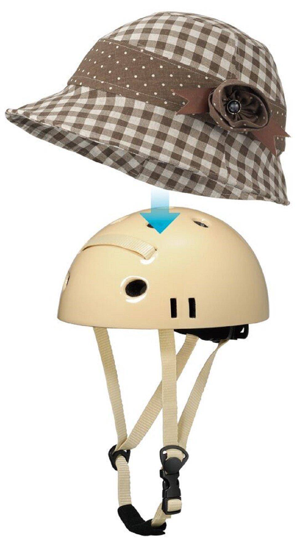 CAPOR Camellia Bicycle Helmet with Interchangeable Check Size L C622FBDN Hat, Brown, (59-62cm),
