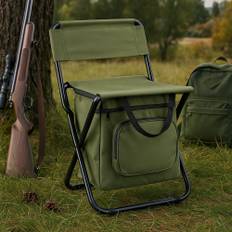 Sammenklappelig Campingstol med Ryglæn og Køletaske – Grøn