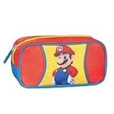 Franco Cosimo Panini SUPER MARIO Officiell Super Mario skolväska, stort rektangulärt pennfodral, perfekt för brevpapper, med praktisk dragkedja, 22 x 11 x 8 cm, Flerfärgad, rektangulärt pennfodral