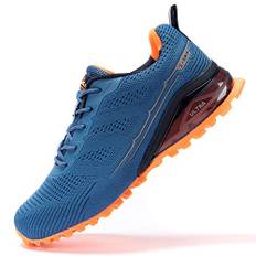Kricely Traillaufschuhe Herren Leicht Atmungsaktiv Wanderstiefel rutschfest Laufschuhe Outdoor Fitness Straßenlaufschuhe（Blau 44）