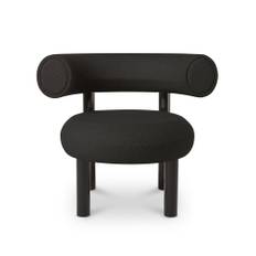 Tom Dixon - Fat Lounge Chair, Fabric Cat. C HA0190, Black Gloss Legs - Fåtöljer - Svart - Metall/Textilmaterial/Skum