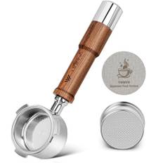Bodenloser Siebträger 51mm 3 Ears mit Espresso Puck Screen- kompatibel DeLonghi Dedica EC680/EC685/EC885,Siebträger 51mm mit Walnuss Holzgriff,inklusive Siebträger-Filterkorb Edelstahl 304.