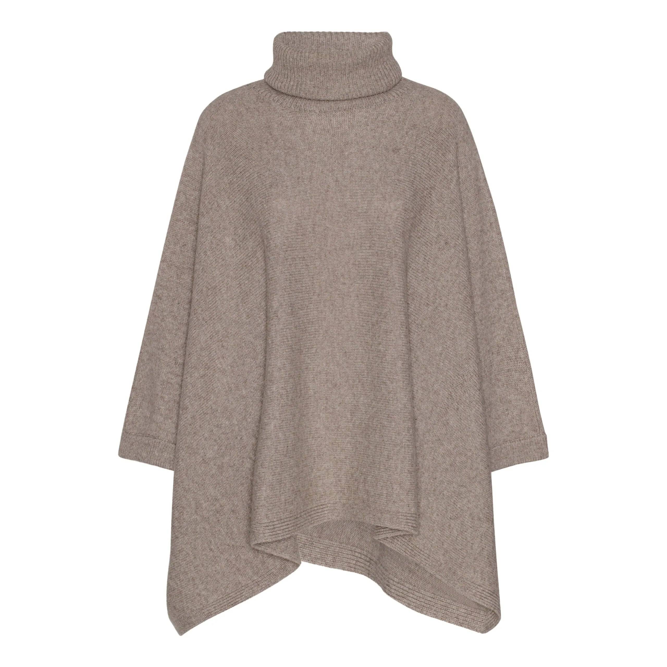 Scandinavianlux.com Cashmere poncho med rullekrave i beige.