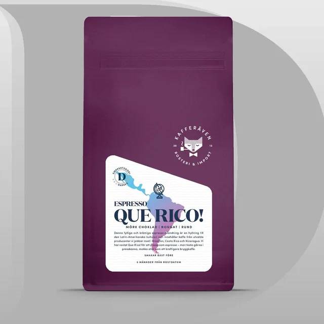 Kafferäven - Que Rico Espresso - Lätt mörkrostade hela kaffebönor - 500g