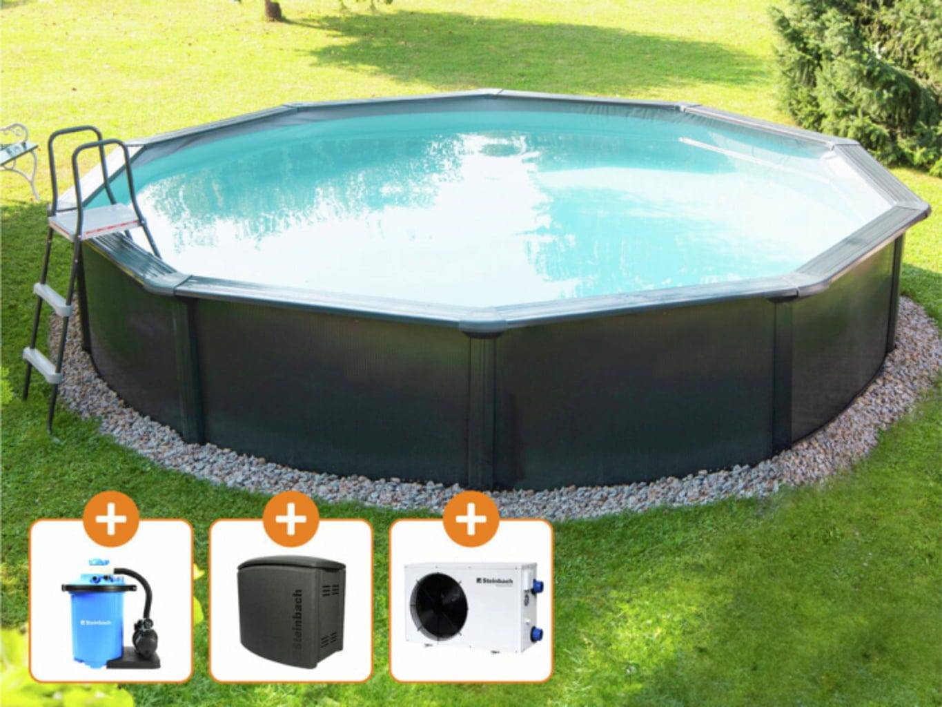 Stålväggspool Set Nuovo de Luxe II Large