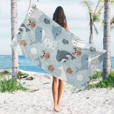 1PC Cartoon Animal Pattern Beach Towel, Ultra-Fine Fiber Beach Towel, Sports Towel, Suitable For Summer, Beach, And Swimming Pool