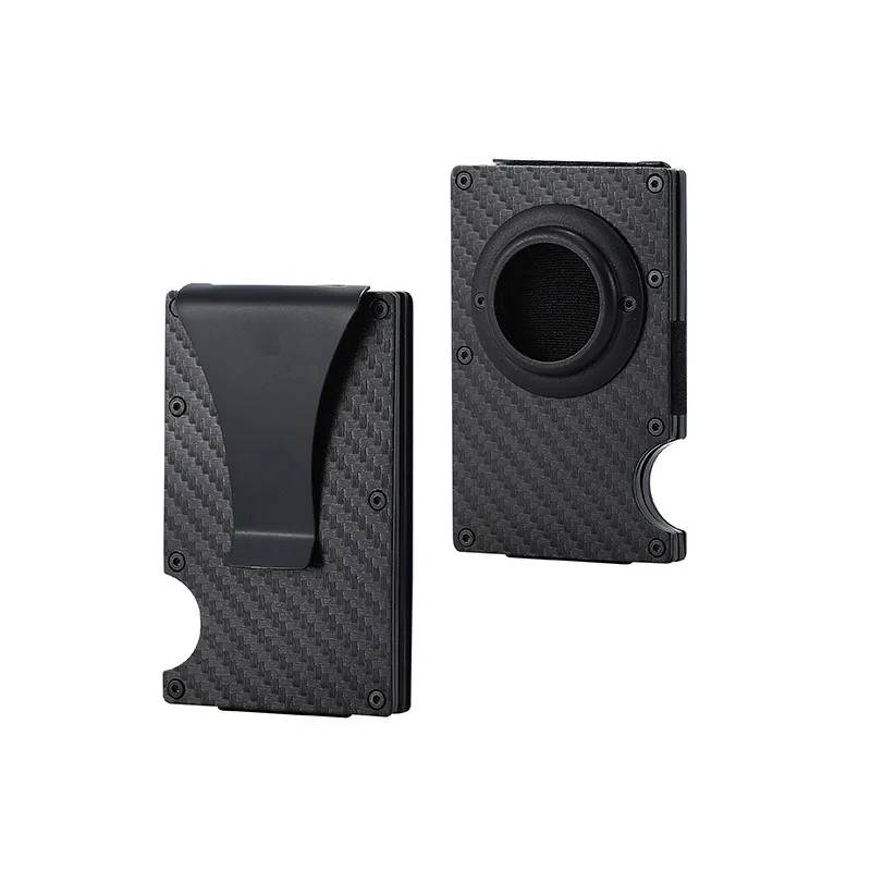 Rfid metal carbon fiber Airtag Wallets Men money Card Holder Slim Thin For Apple Air Tag Purses Smart Black Walet male gift