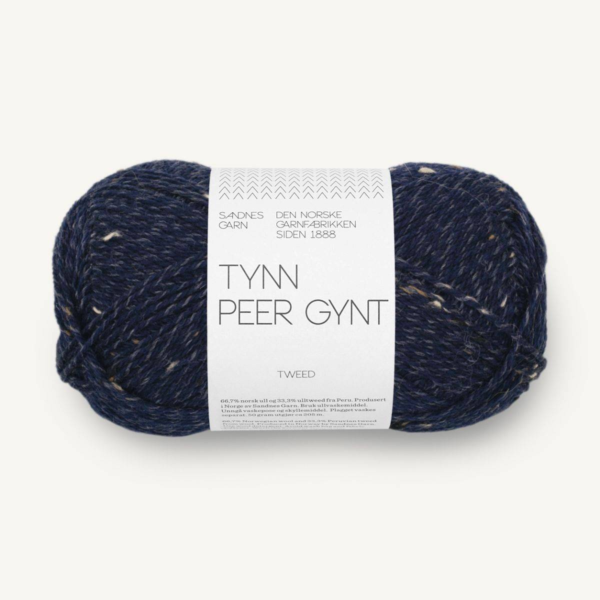 Tynd Peer Gynt garn fra Sandnes Garn - Marineblå med natur tweed