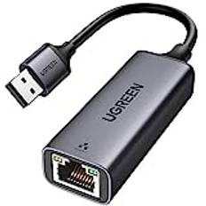 UGREEN USB 3.0 RJ45 Ethernet Adapter 1000 Mbps Kompatibel med Mac OS Windows 11 Linux Laptop Desktop Switch MiBox etc（Svart）