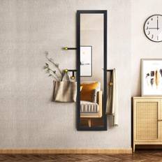 2 i 1 helkroppsspegel helkroppsspegel med träram 37 x 155 cm svart
