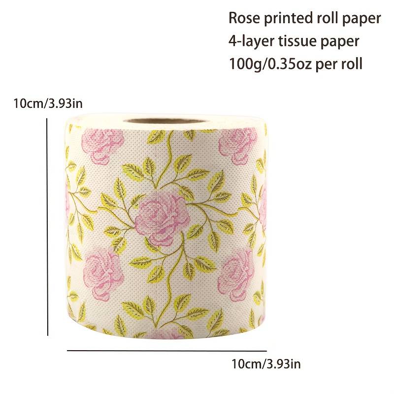 TEMU Valentine's Day Rose-patterned Toilet Paper, Rolls, On Tissue, , 4-layer Thickened Rolls, Valentine's Day Decorations