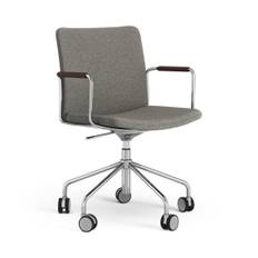 Kontorstol Stella - Hæve- og sænkbar, Design Krom / MLF 26 Camden / Tobacco (grå)