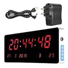 Digital väggklocka, köksvägg digitalklocka LED digital kalenderklocka temperatur väggklockor med datum veckodag temperaturdisplay för vardagsrum kontor dekorativa artiklar (36 x 13 x 3 cm