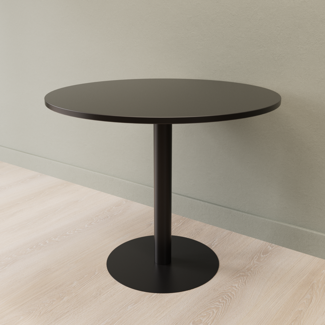 Cafébord Rundt, Størrelse Ø90 cm, Bordplade Sort, Stativ Sort