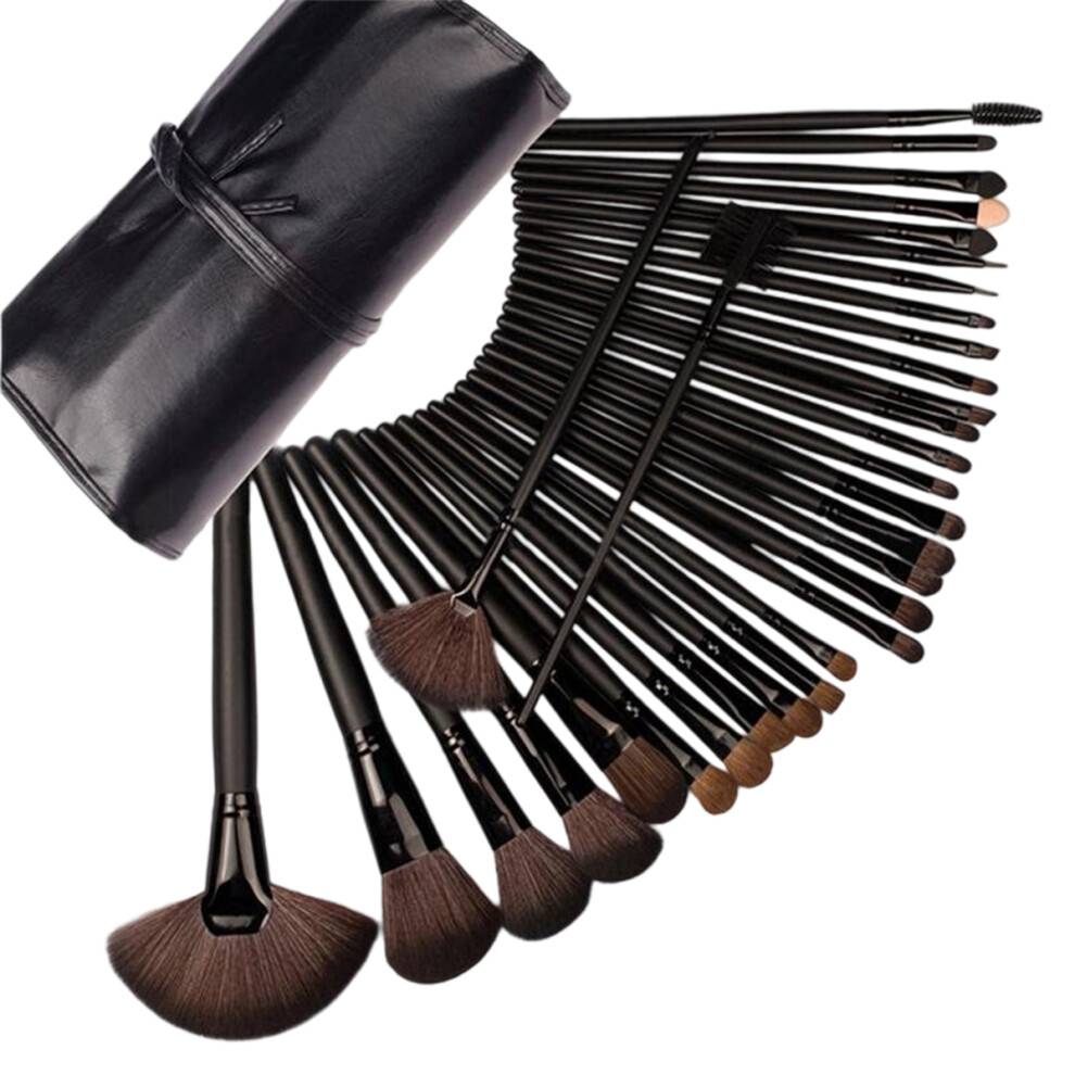 32-delt makeupbørstesæt, sort skønhedsværktøj makeupbørsteopbevaringspose makeup komplet sæt