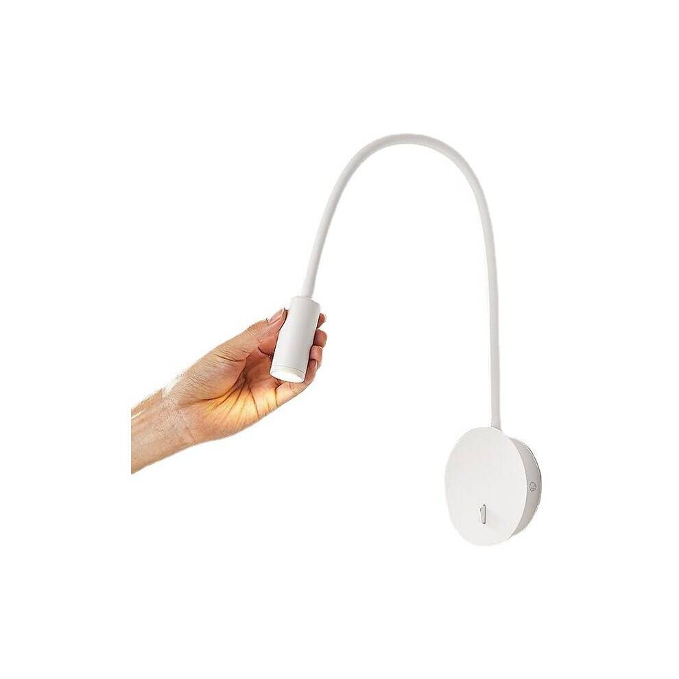 Flexibel LED-väggläslampa med svanhals, vita läslampor med dimbar touchkontroll, värmeavledning för säker användning, enkel