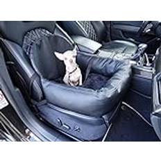 Knuffrig läderlook bilstol för hund, katt eller husdjur inkl. flexbälte rekommenderas för Honda Brio