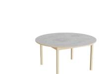 (ComputerSalg) Bord Lovis 604, Ø1200 mm, højde 600 mm, lysegrå linoleum på birk understel