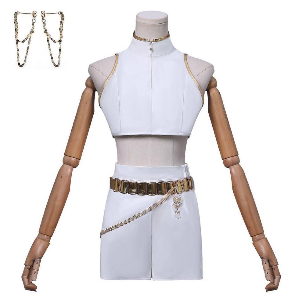 (110 Kids, Rumi Without Wig) KPop Demon Hunters Cosplay Costume Set Rumi Mira Zoey Halloween Party Fancy Dress for Womens White _c A